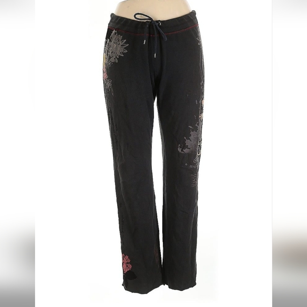 Lucky Brand Black Floral Track Pants L